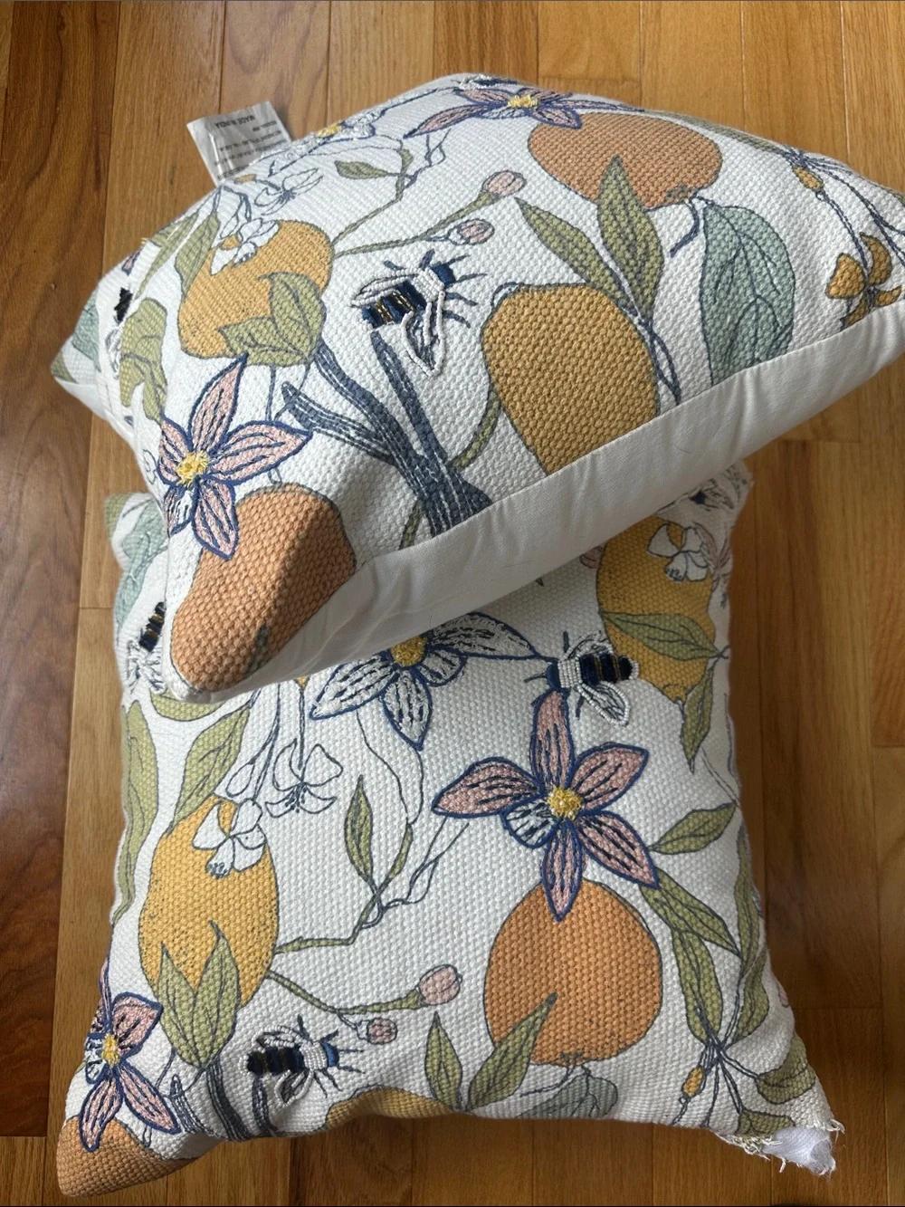 Opalhouse Embroidered Citrus & Bee Accent Pillow in Yellow, Green, Pink, Blue